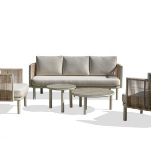 Outdoor Sofa Set with Thick Round Rope Weaving and Curved U-Shaped Frame 43371