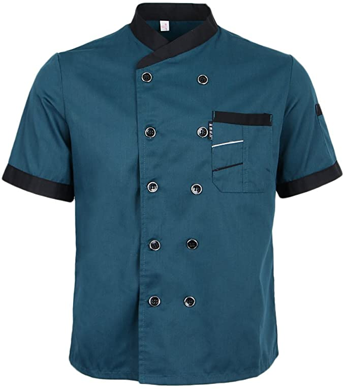 Restaurant Hotel Unisex Short Sleeve Chef Waiter Uniform Jacket