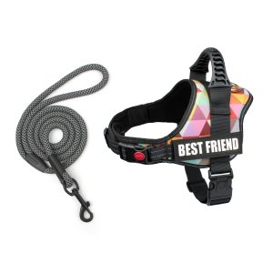 Colorful Geometric Dog Harness & Leash Set – "BEST FRIEND" Reflective Pet Walking Set HHPatented Pet Harness Colorful Geometric Dog Harness & Leash Set – "BEST FRIEND" Reflective Pet Walking 088*LL318