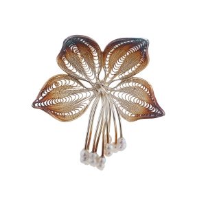 C00606 925 Sterling Silver Pearl Handmade Brooch