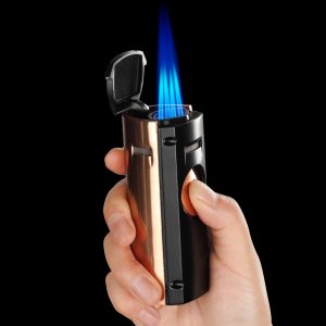 Oversized Quad Jet Table Cigar Lighter with Built-in Cigar Punch
