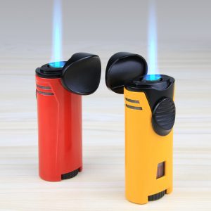 Premium Zinc Alloy Single Jet Cigar Torch Lighter with Built in Cigar Rest Visible Fuel Window Refillable Butane Torch
